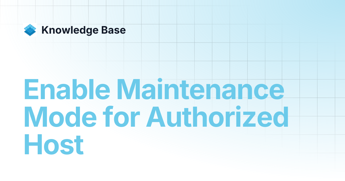 Enable Maintenance Mode for Authorized Host | Managed Open Stack ...