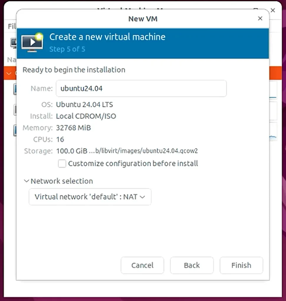 New Virtual Machine Configuration