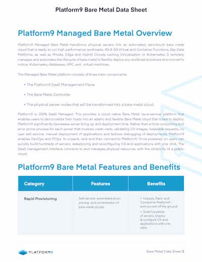 Platform9 Managed Bare Metal