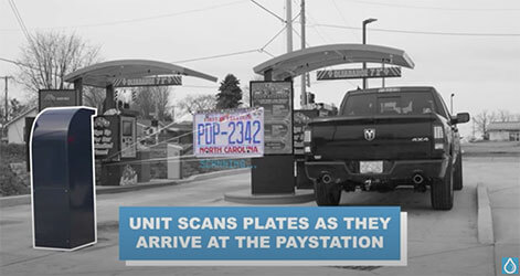 ALPR in use at car wash: unit scans plates as they arrive at the paystation