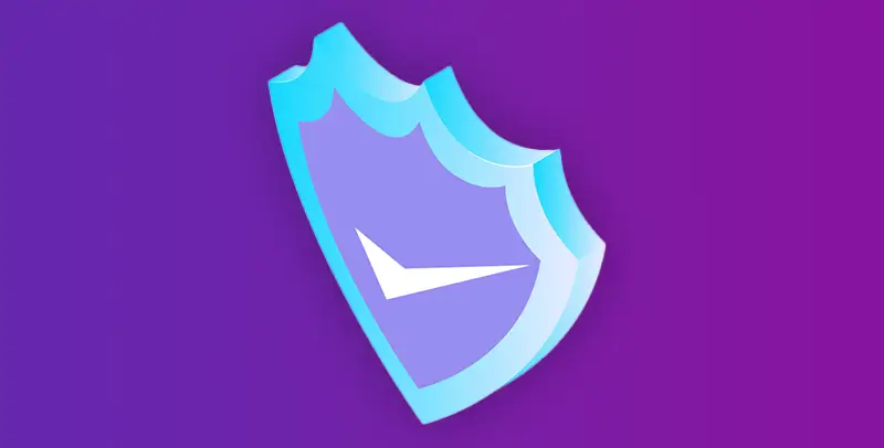 A graphic depicting Always-On Assurance™ that shows a 3D shield with a checkmark against a purple gradient background