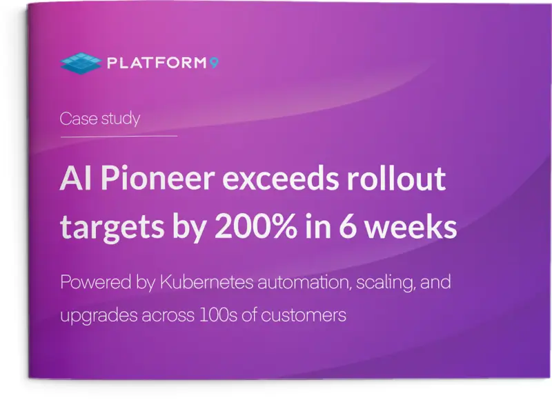 A cover of the case study document titled "AI Pioneer exceeds rollout targets by 200% in 6 weeks"