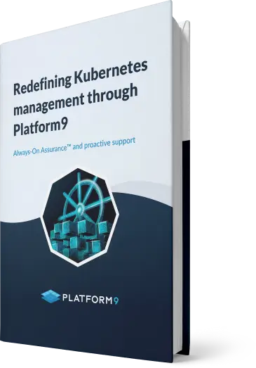 A representation of a book with the title "Redefining Kubernetes Management through Platform9"