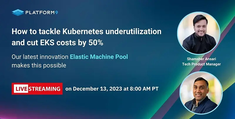 Webinar preview image that reads "How to tackle Kubernetes underutilization and cut EKS costs by 50%"