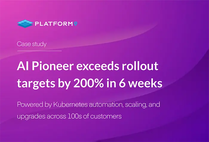 A graphic promoting the case study with the title of "AI pioneer exceeds rollout targets by 200% in 6 weeks"